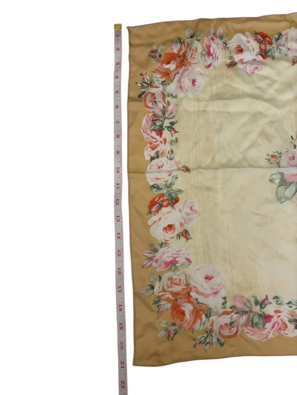 Cream Floral Square Polyester Scarf 21